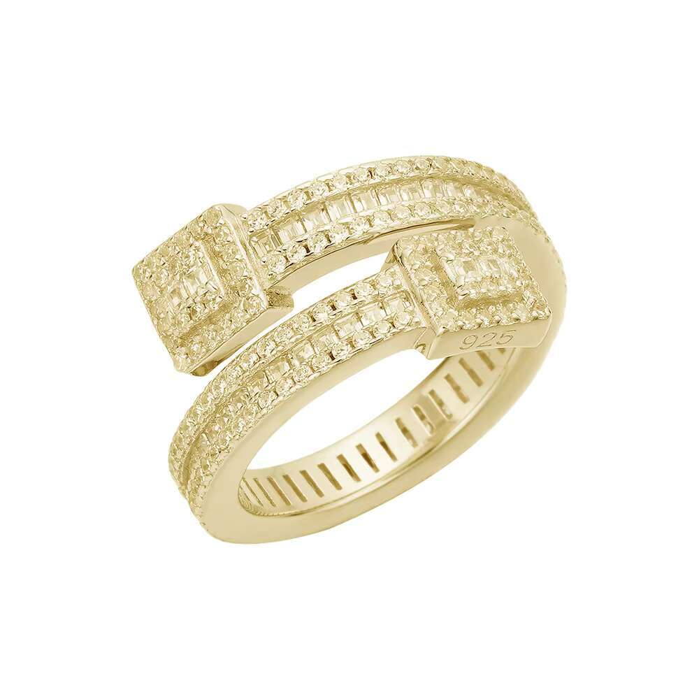 Hip Hop Rapper Jewelry 925 Sterling Silver Iced Out Cz Moissanite Baguette Custom Adjustable Rings for Men