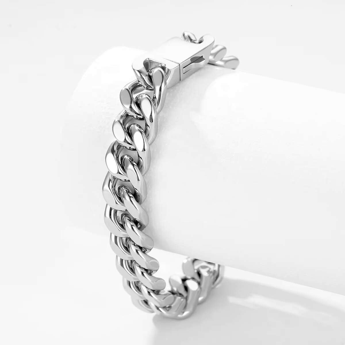 Trendy Hardcore Metal Hip Hop Mens Chunky Bracelet Luxury 18K Gold Plated Stainless Steel 13mm Cuban Chain