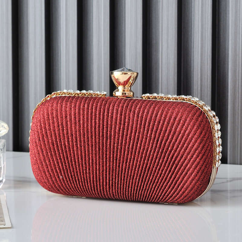 Dinner Bag Wrinkle New Dinner One Shoulder Evening Dress Small Handbag High Sense Handheld Bag Female KQ