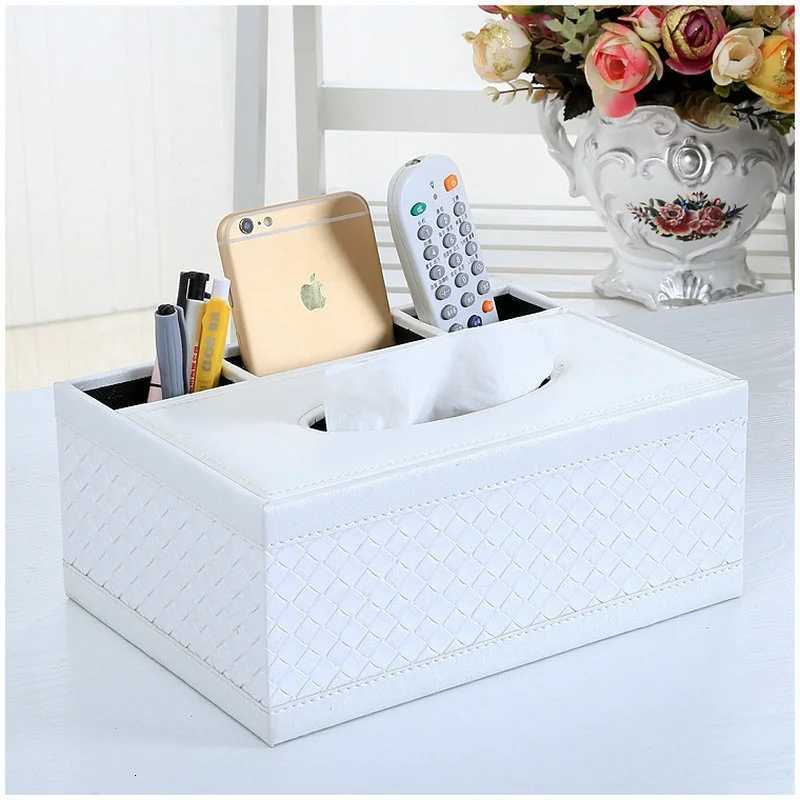 PU Leather Tissue Box Cover Desk Makeup Cosmetic Organizer Remote Controller Phone Holder Home Office Tissue Paper Napkin HolderM251124