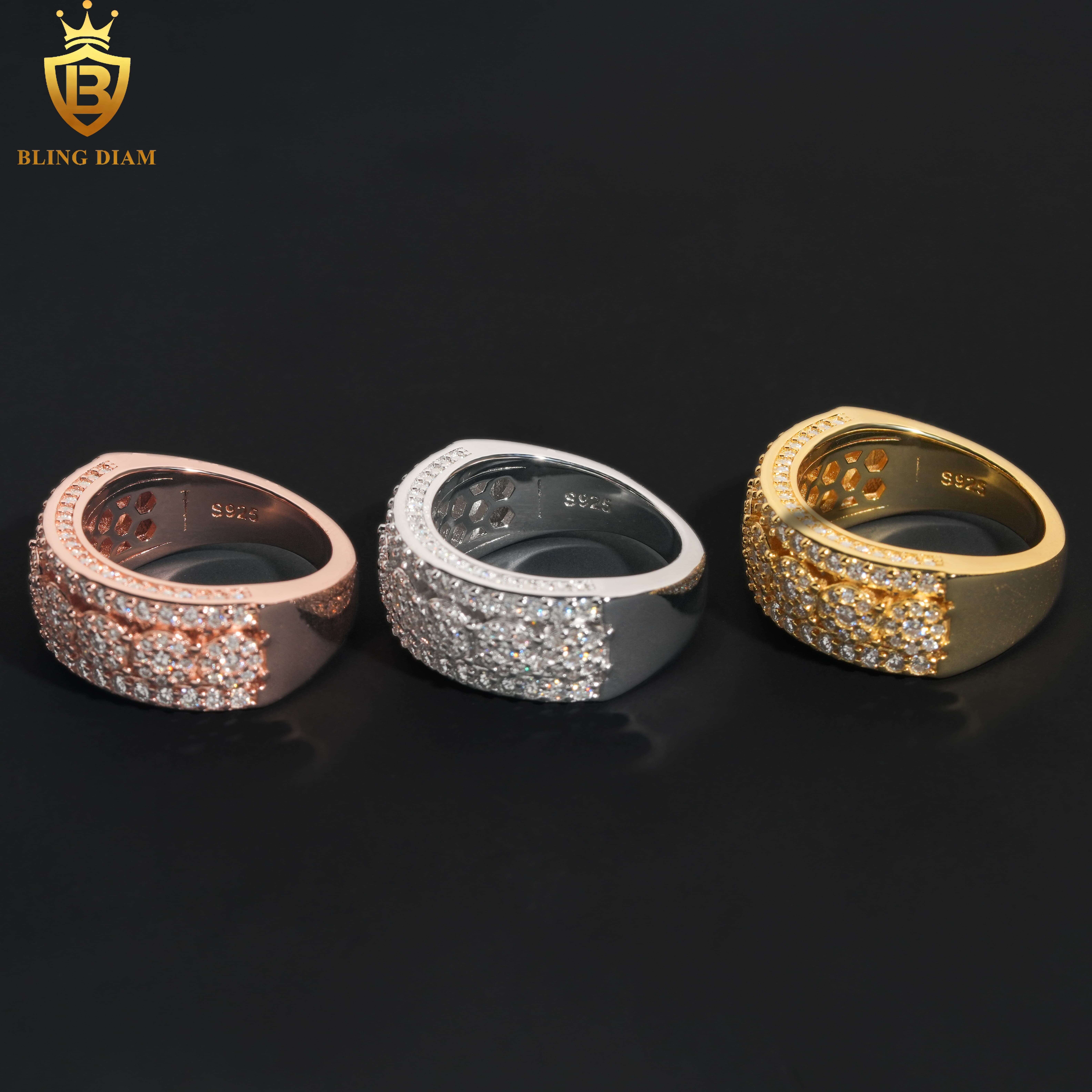 Hip Hop Jewelry 925 Sterling Silver Men Women Rings Vvs Moissanite Iced Out Gra Certificate