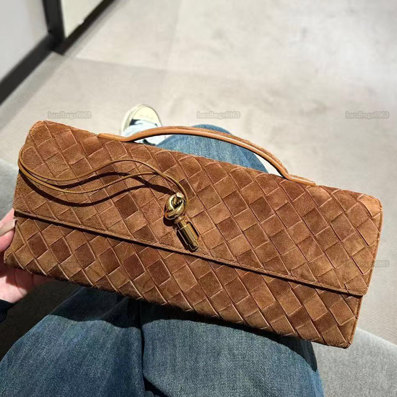 Real Leather Long Clutch Andiamo Woven handbag With Handle suede Women Bags Purses crossbody bag Handbag Famous Brand Designer Evening Bag