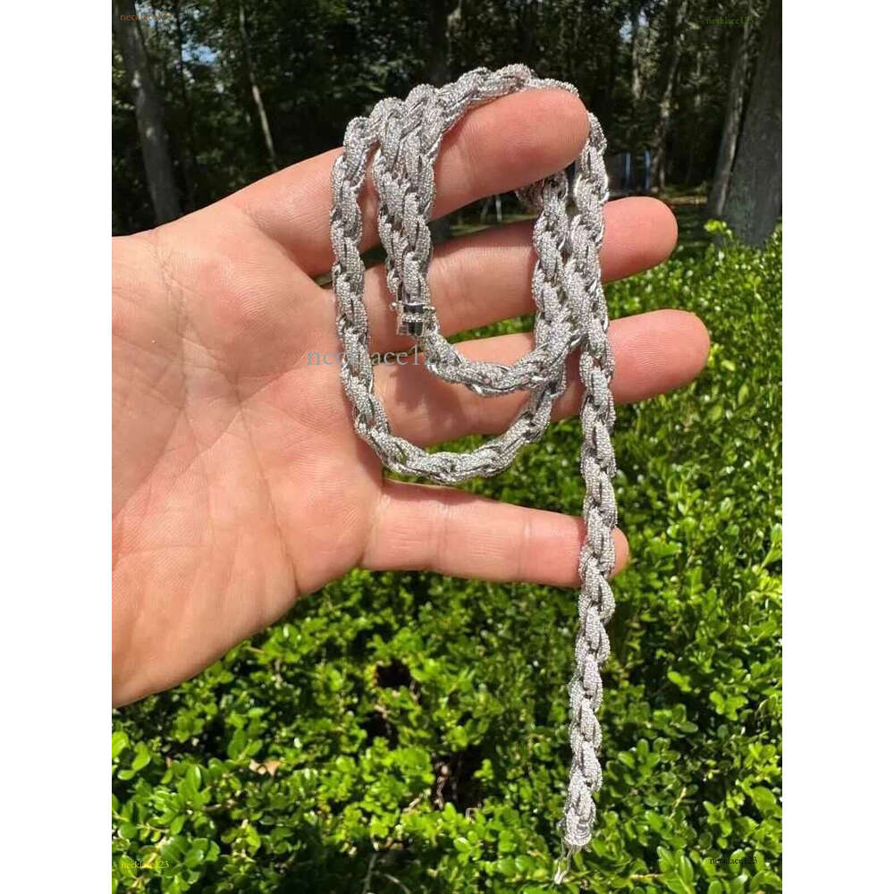Mens 7.5mm Solid Moissanite Rope Beautiful Sterg Sier Chains Eent Cut Customized Jewelry