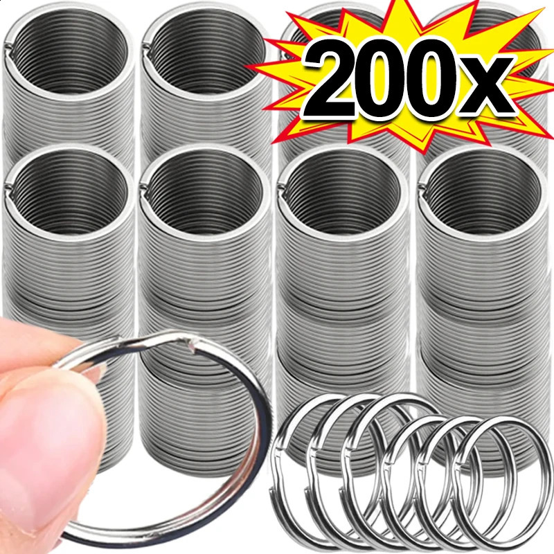 0pcs stainless steel keychain 25mm round flat circular split polished metal blank ring for DIY search 250418 250418