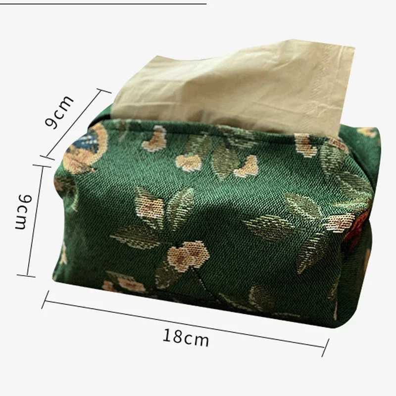 Retro Tissue Box Storage Bag High Quality Napkin Holder Foldable Tissue Box Home Office Desktop Embroidery Storage BoxM251124