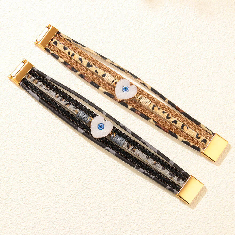 Fashionable New Women's Bohemian Love Dia Magnetic PU Artificial Leather Soft Bracelet