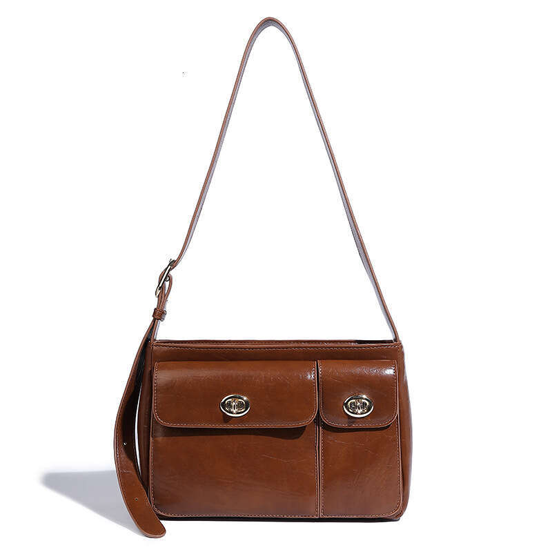 niche design twin autumn and winter new commuting versatile armpit diagonal cross double mouth mailman bag