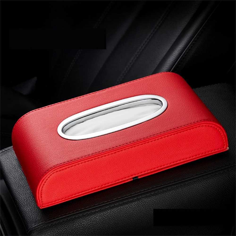 Universal Car Tissue Box Creative Leather Napkin Holder Box Back Seat Tissue Storage Decoration BagM251124
