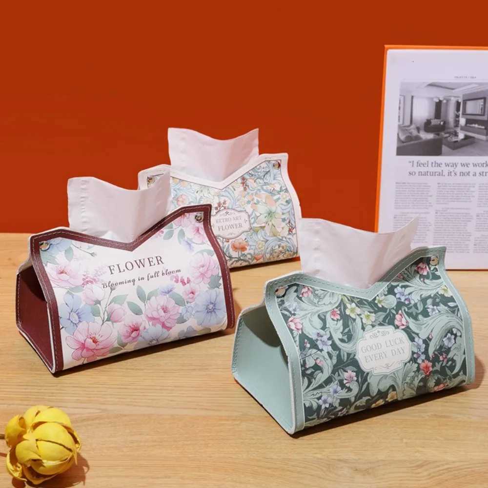 Fashion Leather Tissue Box Car Interior Pull-down Pocket Tissue Storage Box Multi-functional Paper HolderM251124