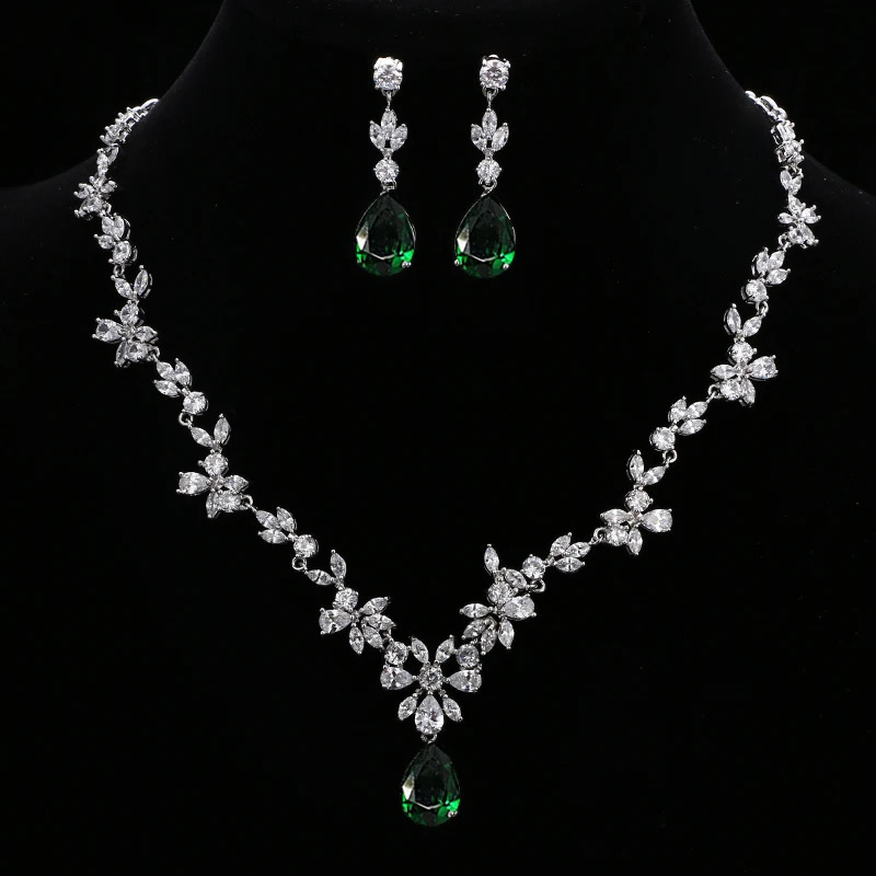 GMGYQ Classic Gorgeous 5 Colors Options Crystal Water Drop Jewelry Party Wedding Jewelry Sets For Elegant Women 250417