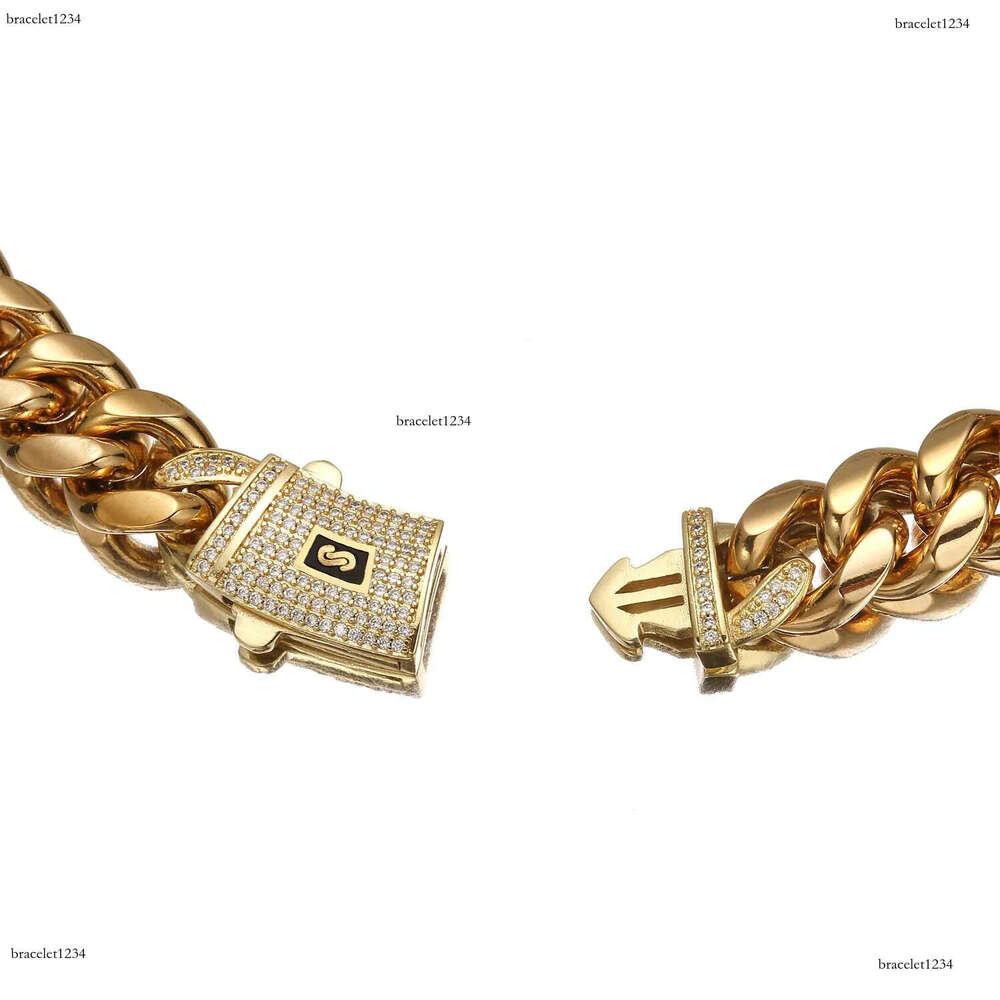 6-14mm Hip Hop Solid Stainless Steel Miami Cuban k Chain Zircon Clasp Mens Simple High Polished Jewelry
