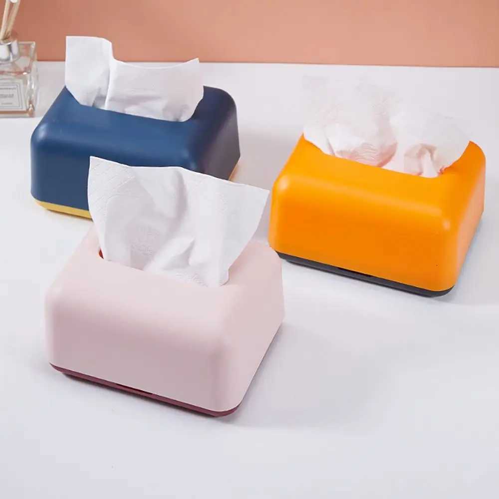 Fashion Plastic Napkin Holder Simplicity Large Storage Tissue Case Solid Color Car Tissue BoxM251124