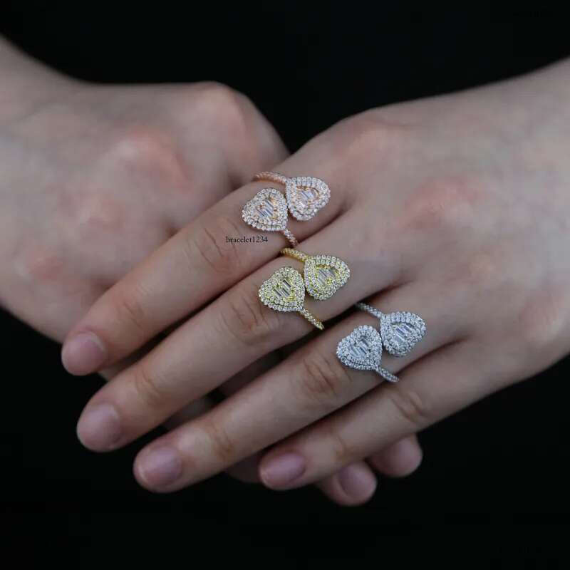 Luxury designer Ice out VVS Moissanite Ring Ladies Ladies Wedding Ring Jewelry Gold Plated Rose Free shipping