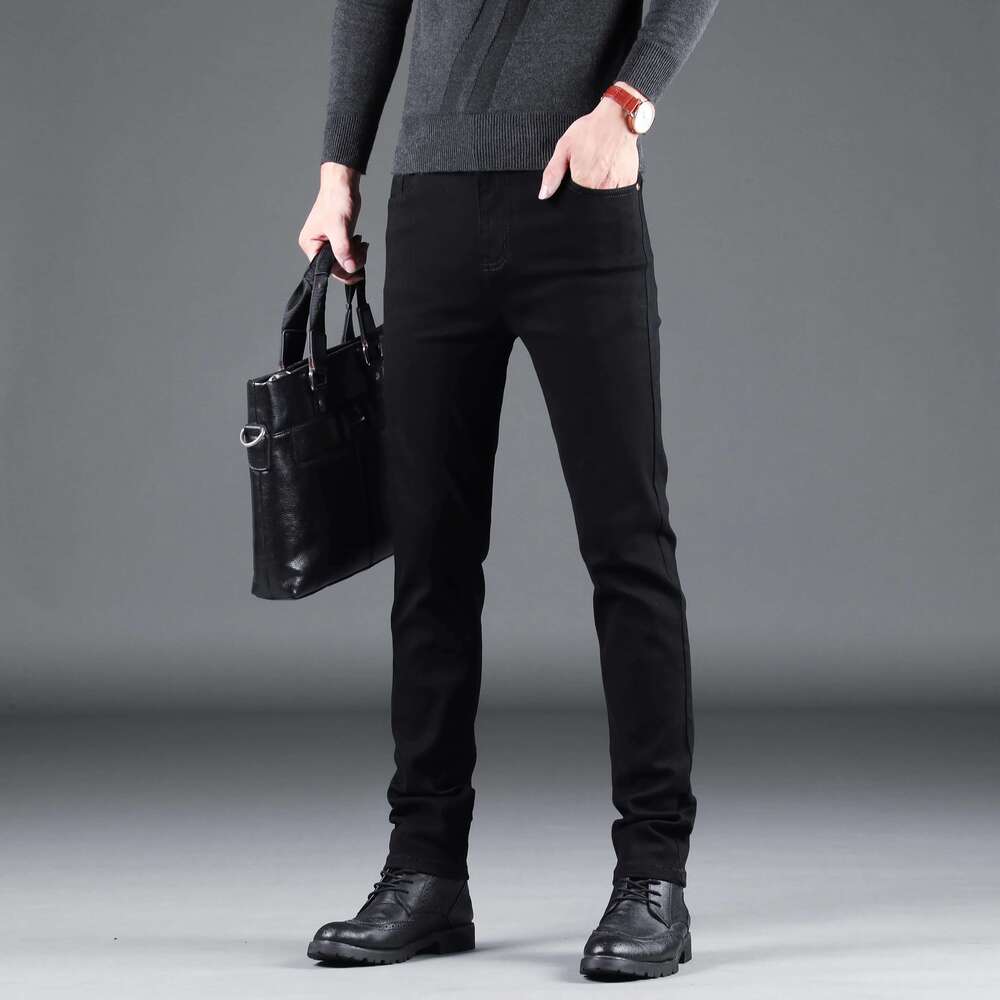 Classic Business Casual Jeans 2023 New Fashion Black Slim Stretch Denim Trousers Male High Quality Pants Men Clothing