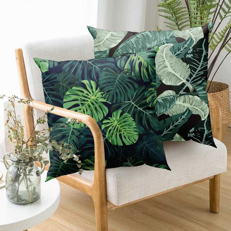 Tropical Palm Leaf Cactus throw pillow cover with short plush print for living room sofa decoration cushion cover pillow covers G251124