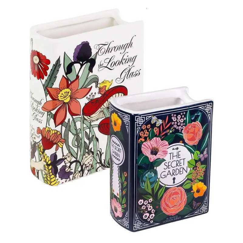 Artificial Living Room Book Vase for Dried Flowers Garden Decor Modern Wedding Decoration Luxury Cachepot Ceramic Crafts Gifts C251124