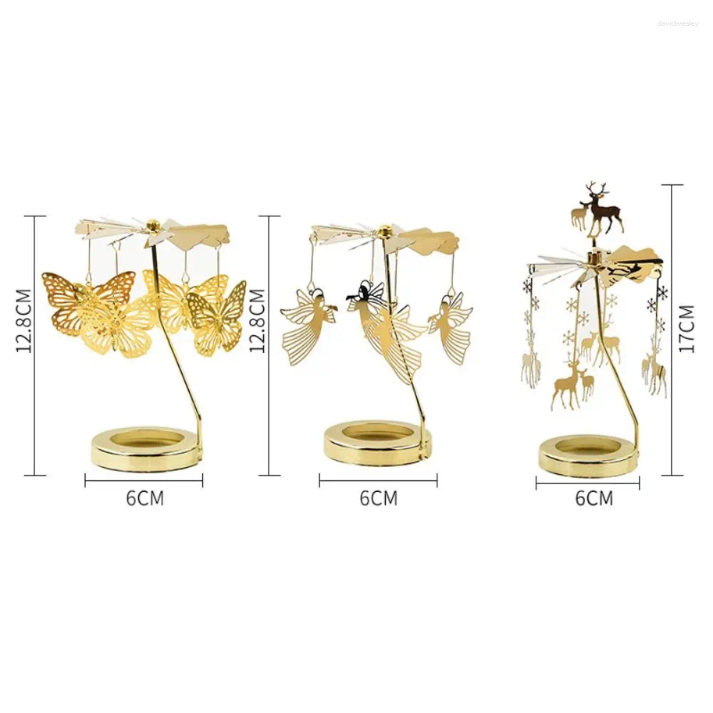 Candle Holders Metal Rotating Holder Mechanism Heat-Powered Rotation Spinner Carousel Elegance Style Transfer Windmill H260310