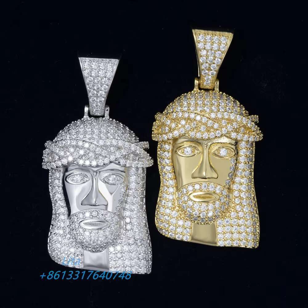 Trendy Design 18k Gold Plated 925 Silver Bling Moissanite Custom Big Jesus Pendant