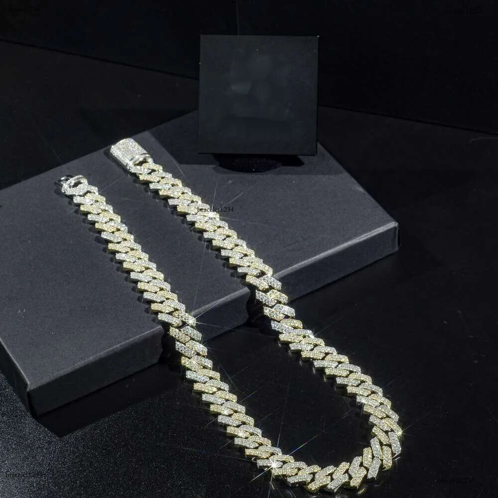 Custom Iced Out Sterg Pendant Moissanite Dia Designer Fashion Necklaces Sier Miami Cuban Chain GRA 14mm 2 Rows Gold Hip Hop Necklace Jewelry for Men