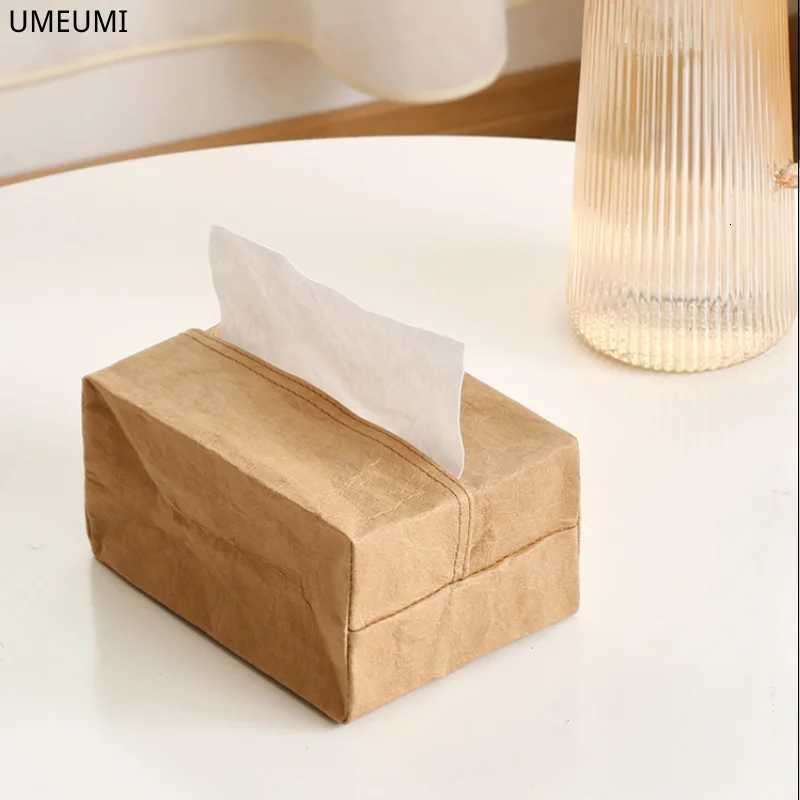 Creative pleated kraft paper waterproof tissue box modern designer storage napkin bag home desktop decorationM251124