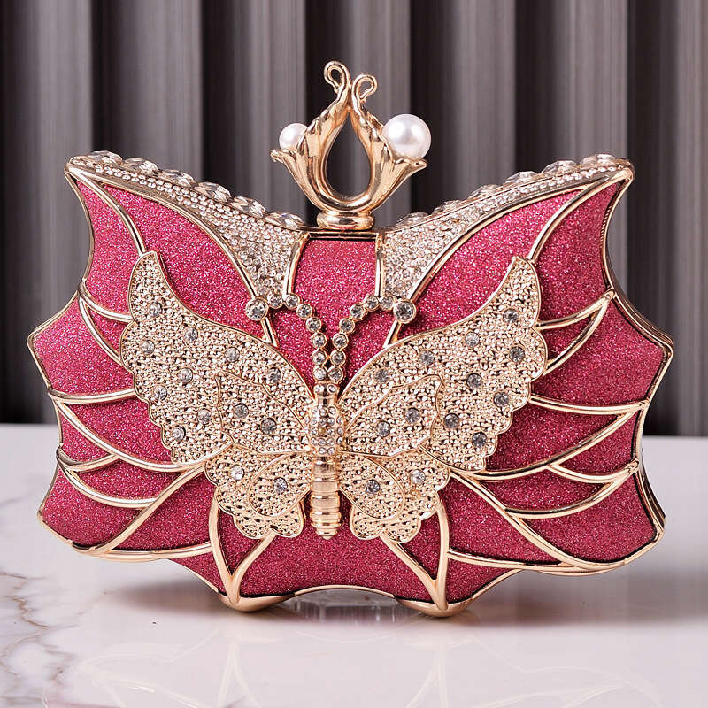 Dinner Bag Luxury Banquet Hollow Butterfly Party Bridal Wedding Handbag Fashionable Women S Bag KQ