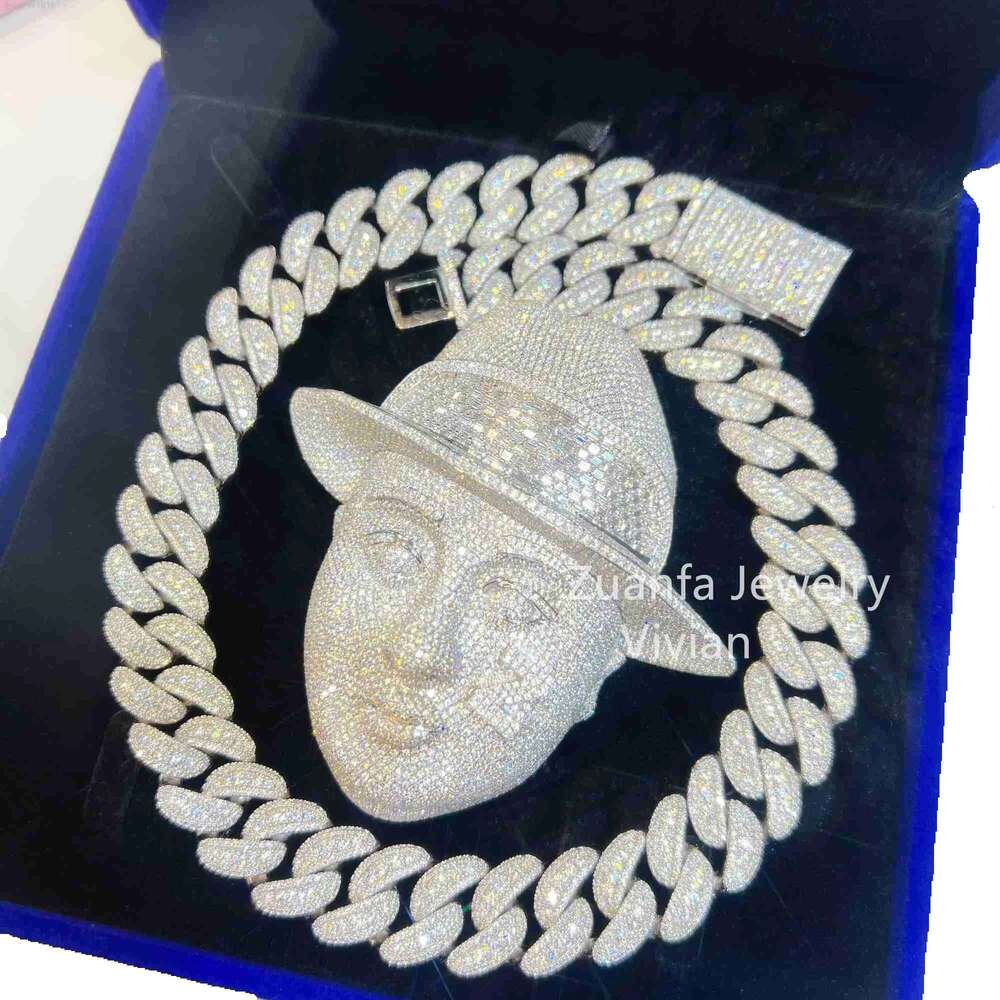 Sterling Sier Moissanite Dia Custom 3D Pendant - Iced Out Hip Hop Jewelry for Men & Women