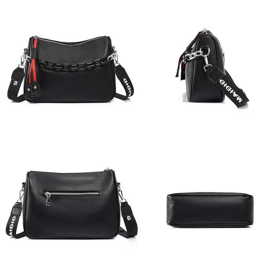 Genuine Leather Crossbody Bags 100% Cowhide Female Fashion Wide Shoulder Strap Soft Large Women Bag Bolsa Sac