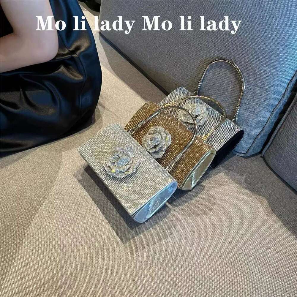 Designer Bag 2025 High Quality Glitter Dia Floral Women Handbag Fashion Rhinestone Evening Wedding Party Clutch Purse Crossbody Bag Luxury Bag