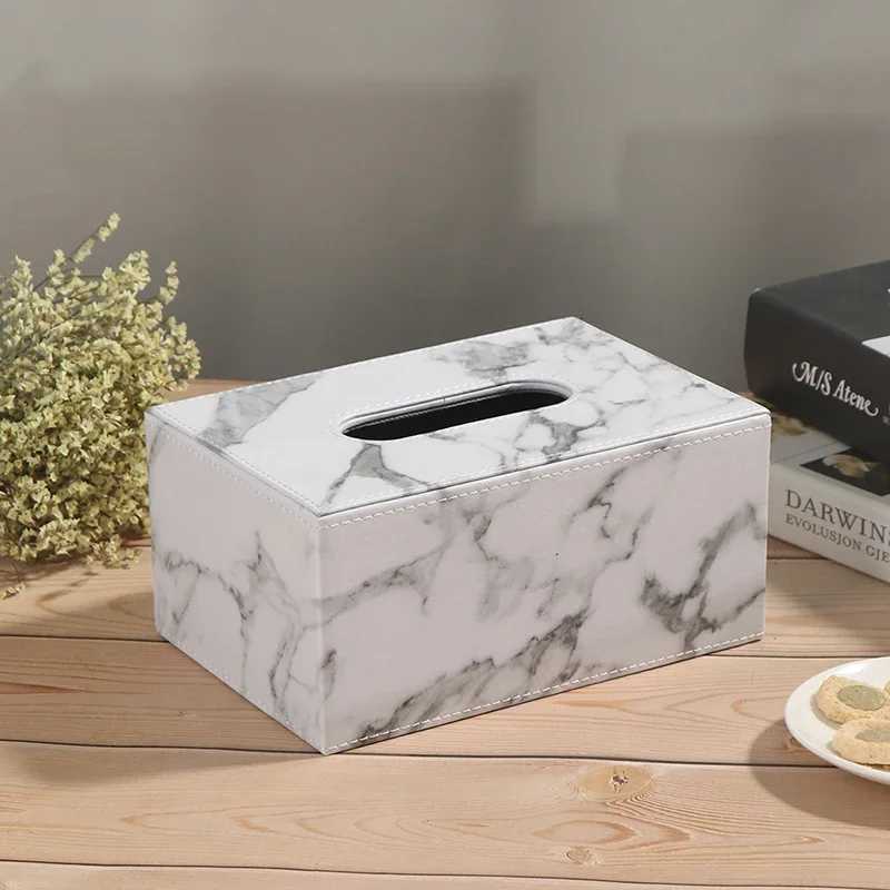 Perfect Modern Marble Rectangle Faux Leather Tissue Box Napkin Toilet Paper Holder Case Dispenser Home DecoratioM251124