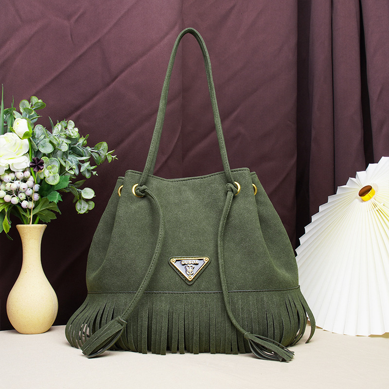 Women S Autumn And Winter New Bag With Niche Design Tassel Tote Casual Versatile High End Frosted Leather Shoulder Bag Trendy Tote Bag