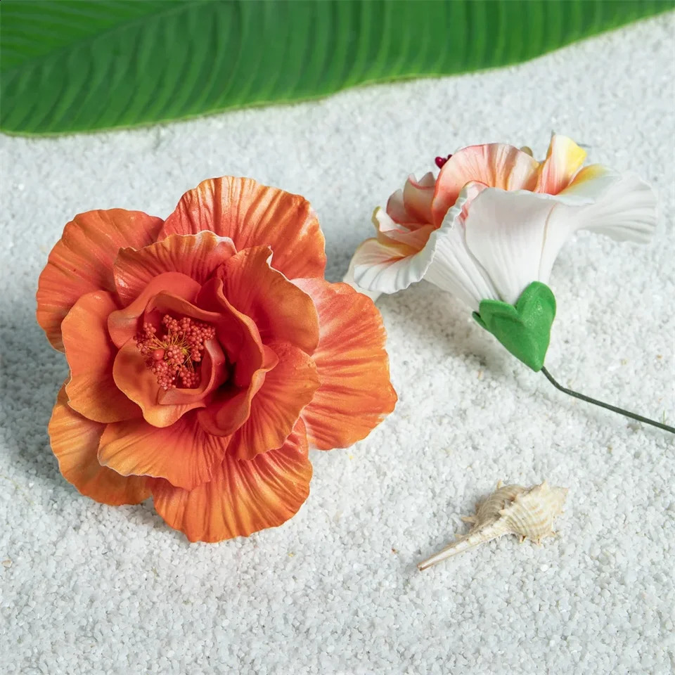 12CM Mixed 10 Colors Hawaii Style Multilayer Hibiscus Hair Flower Ear Side Stick for Fashion Women Beauty Girl Party Gifts 250420