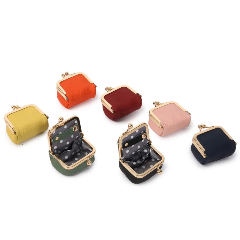 PU Leather Mini Coin Purse Solid Color Kiss Lock Change Pouch Casual Style Small Storage Bag For Women R250424