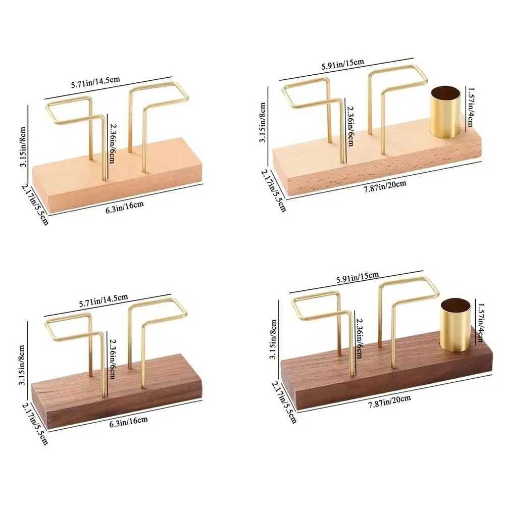 Vertical Tissue Dispenser with Toothpick Case Metal Napkin Holder Multi-use Gold Wooden HomeM251124