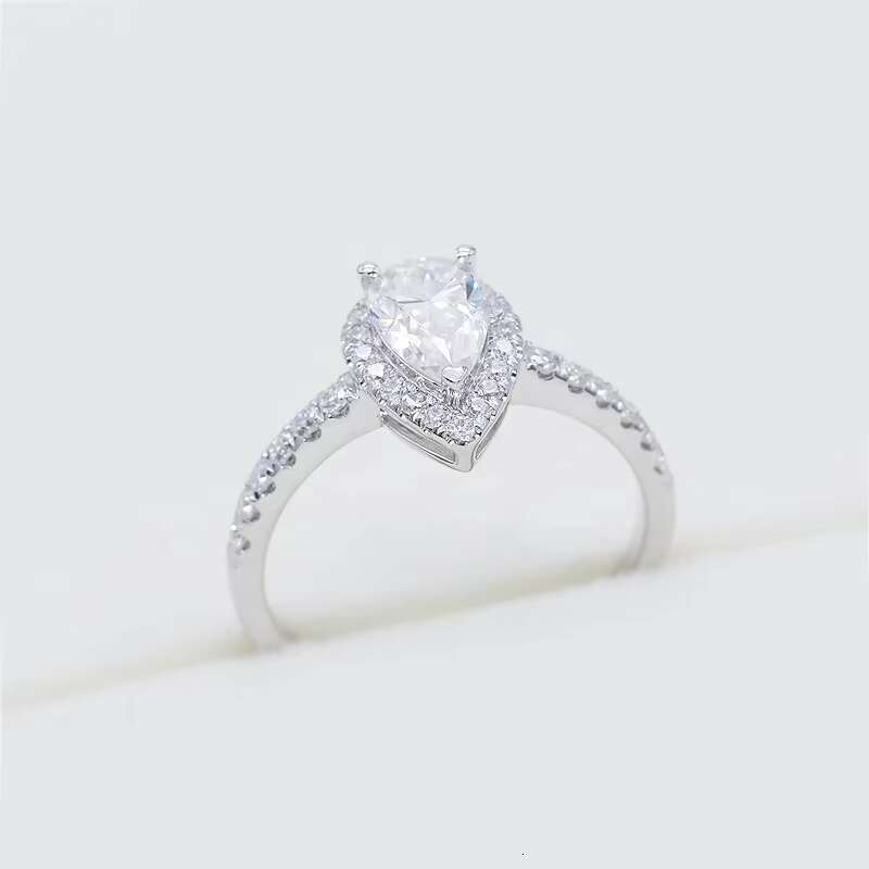 Zuanfa Jewelry Engagement Ring 9k 10k 14k Real Gold Pear Moissanite Ring