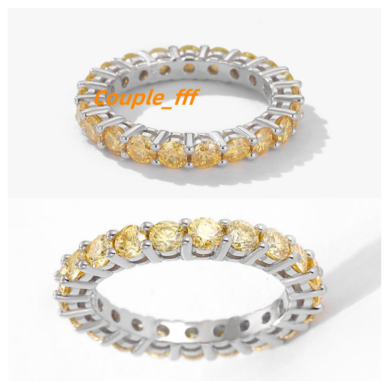 Wholesale 30 Points Yellow Pink Red Blue Moissanite Ring 14K 18K Gold Wedding Moissanite Eternity Band Ring