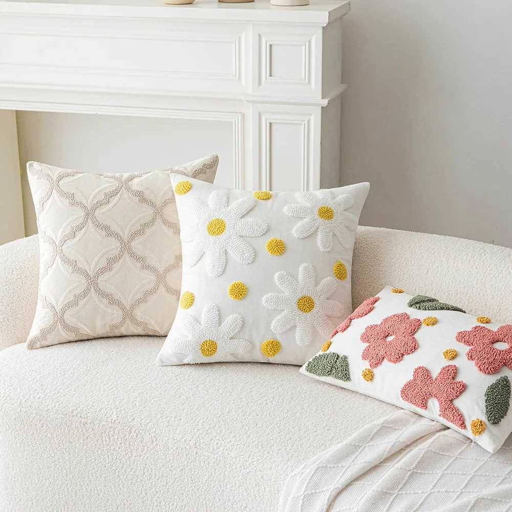 1PCS fashionable jacquard embroidered flower-patterned soft throw pillow cover G251124