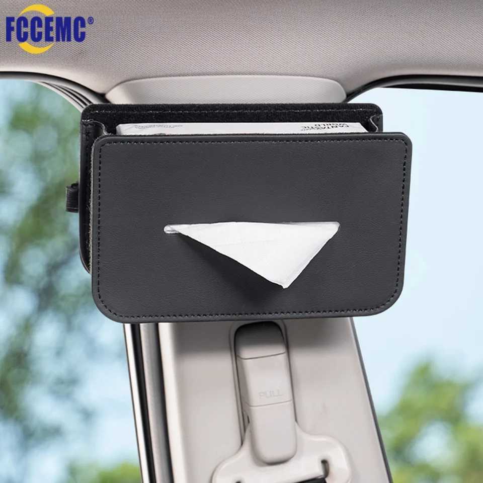 Car Tissue Box Holder with Fix Strap Microfiber Leather Car Center Console Armrest Napkin Box Sun Visor Backseat Tissue CaseM251124