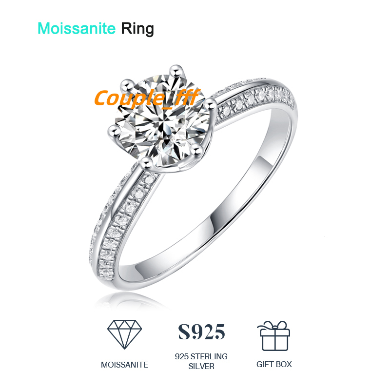 Wholesale Women Moissanite Engagement Rings 925 Sterling Silver 1CT 6.5mm VVS GRA Certified Moissanite Diamond Wedding Ring