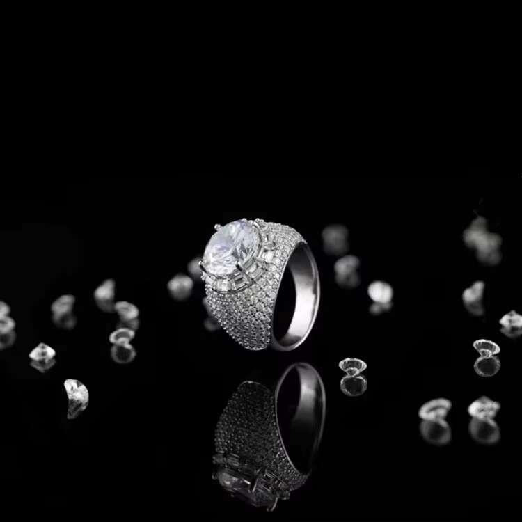 Hot Sale Rapper Ring 18K Gold Plated 925 Sterling Silver Larger Size Diamond VVS Moissanite Ring for Hip Hop Jewelry