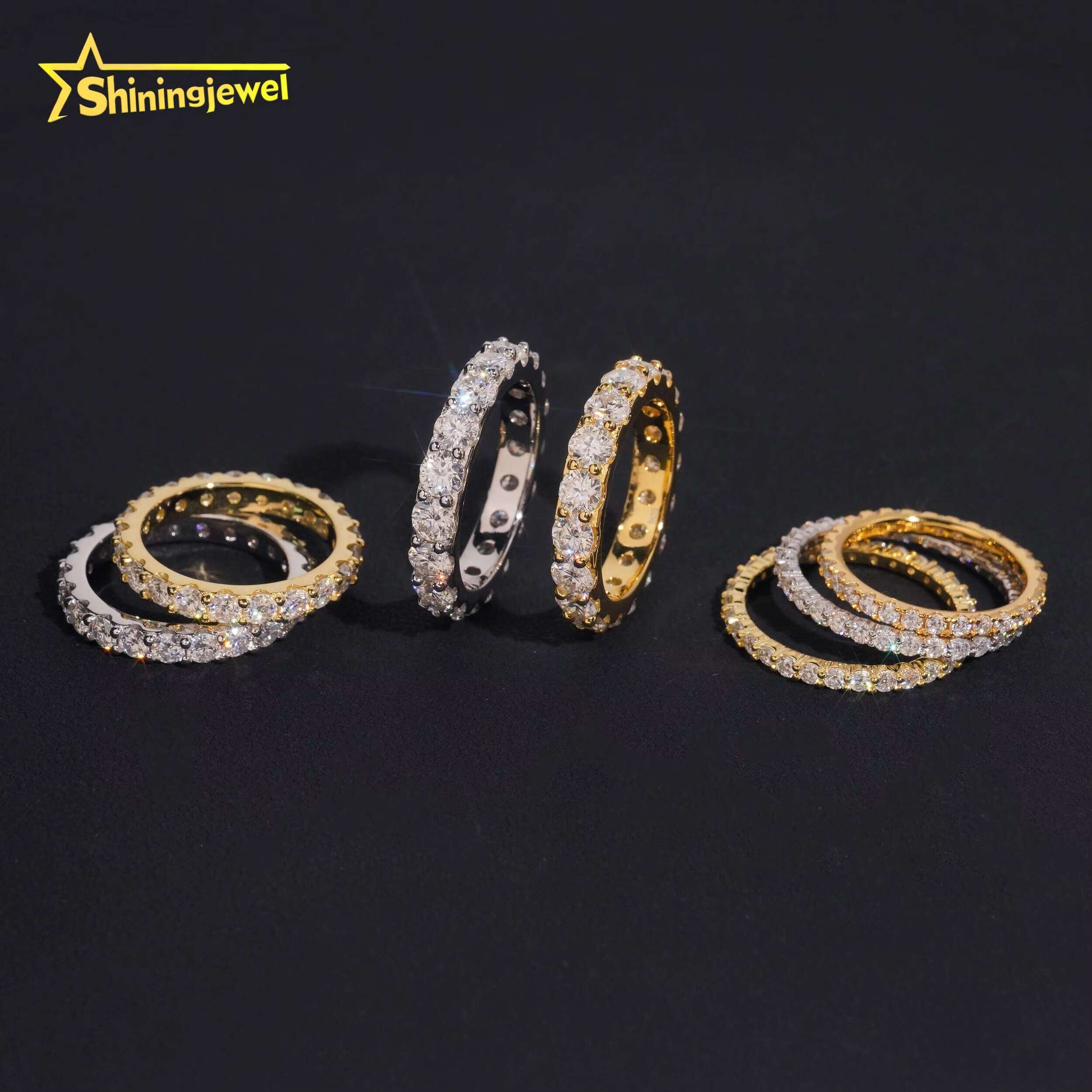 Wholesale Price Gold Plated Moissanite Wedding VVS Pass Diamond Test 925 Sliver Engagement Rings for Women