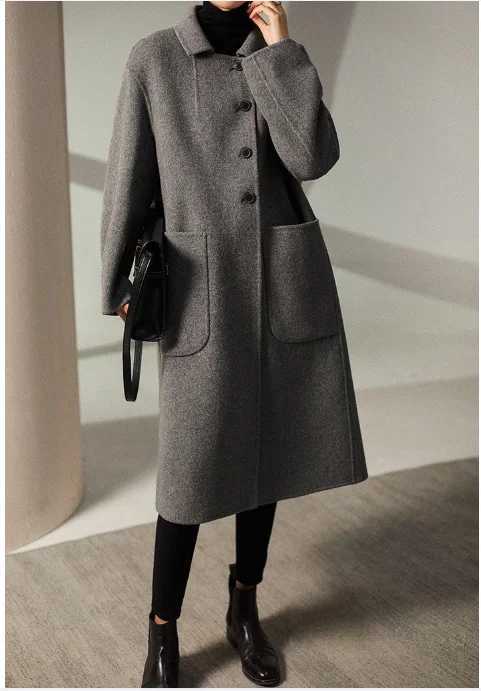 Big Size Stylish Medium-Length Woolen Jacket For Women 2025 Autumn Winter New Korean Version Loose-Fit Fashion Overcoat J251124