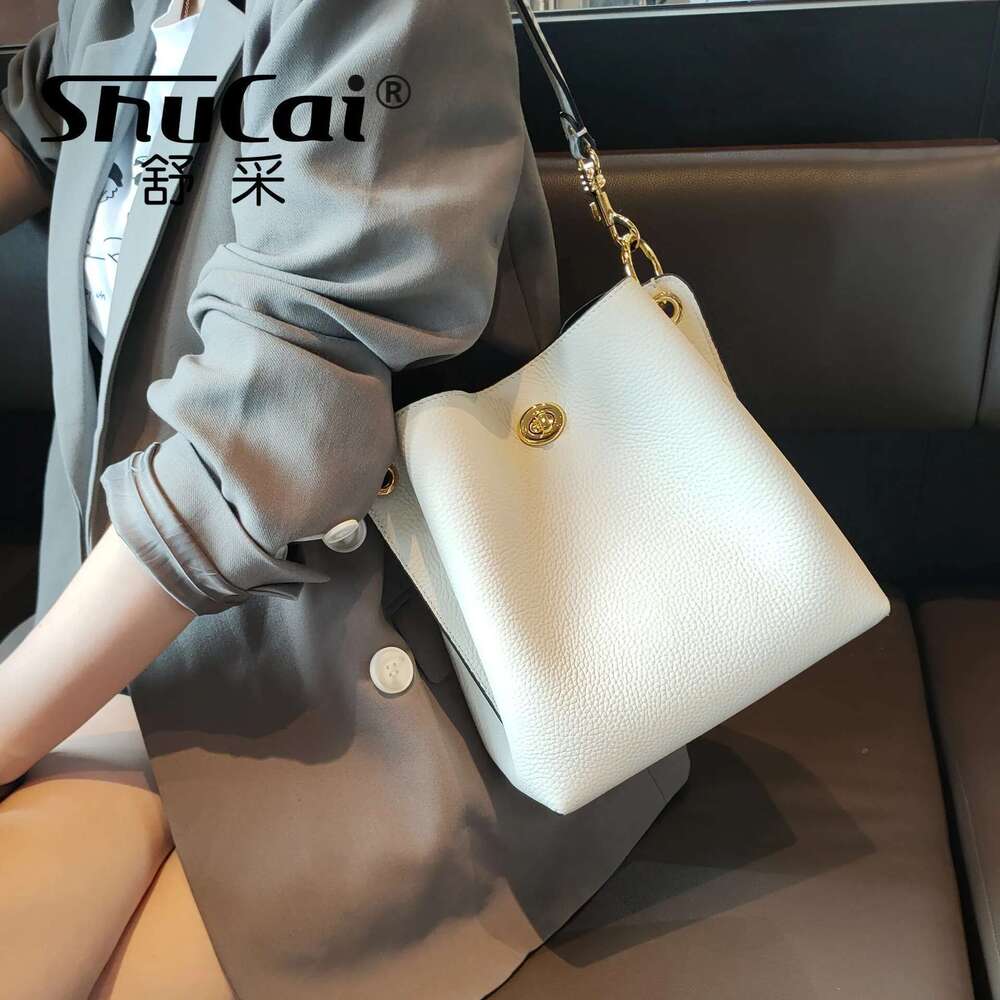 Genuine Leather Single Shoulder Bucket Head Layer Cowhide Crossbody Commuter Women's Bag