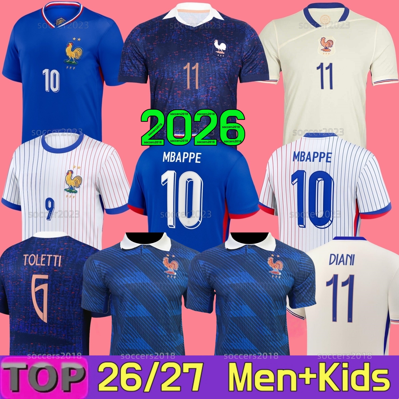 French 2026 World Cup Home MBAPPE Soccer Jerseys BENZEMA GIROUD GRIEZMANN SALIBA PAVARD KANTE POGBA THURAM KOLO 2024 25 26 Maillot De Foot Equipe Football Shirt Kids