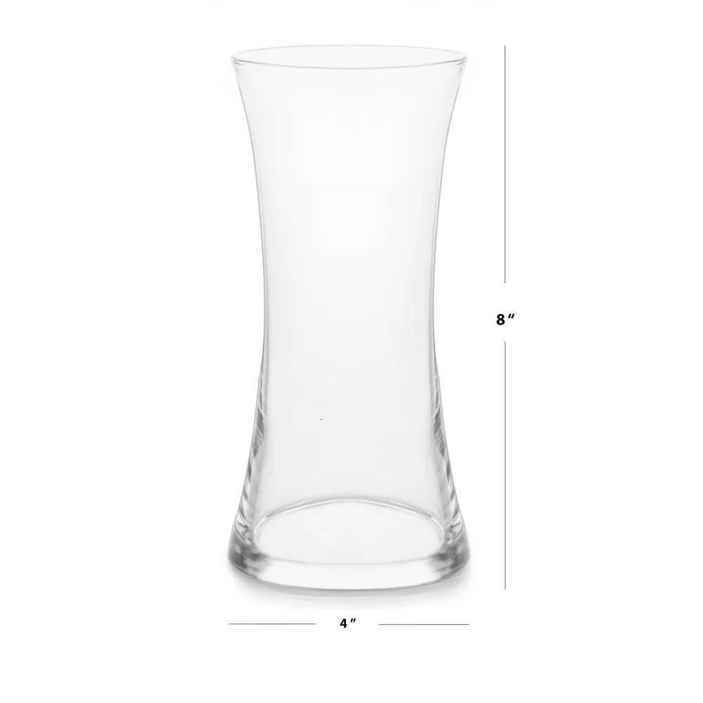 2 Pack Clear Glass 8 Inch Floral Vase Elegant Design Sturdy Base Perfect Home Office Tabletop Decoration C251124