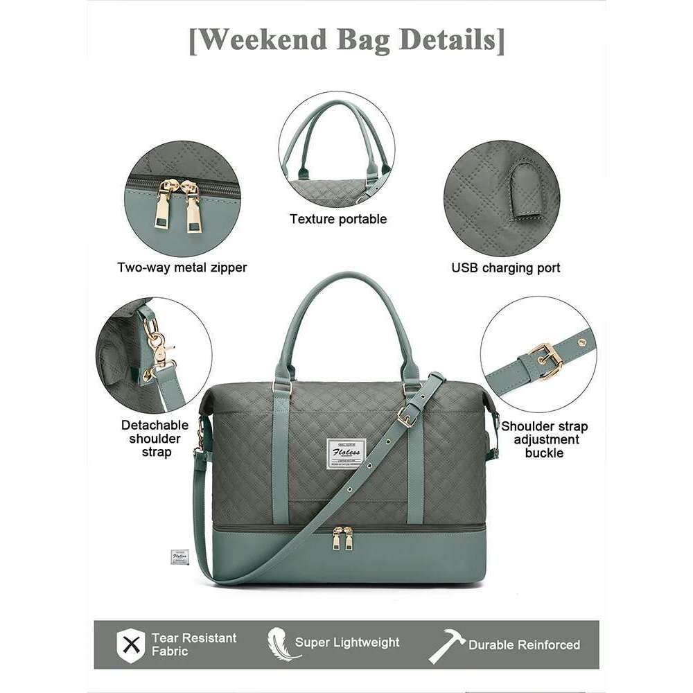 Folding Duffel Airlines Carry On Lage Bag For Women, Large Capacity Sports Weekends Overnigh Travel Storage