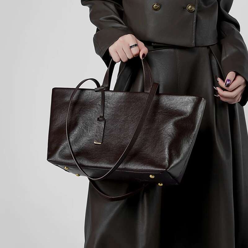 Designer Bag 2025 Burminsa Cowhide Genuine Leather Tote Shoulder Bags For Women 2025 Designer Large Capacity Commuter Work Ladies Handbags Luxury Bag