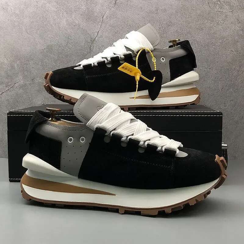 High Quality Male Sneakers Platform Men Autumn Winter Fashion Design Wide Lace-up Faux Suede Sneaker Sports Shoes Tenis