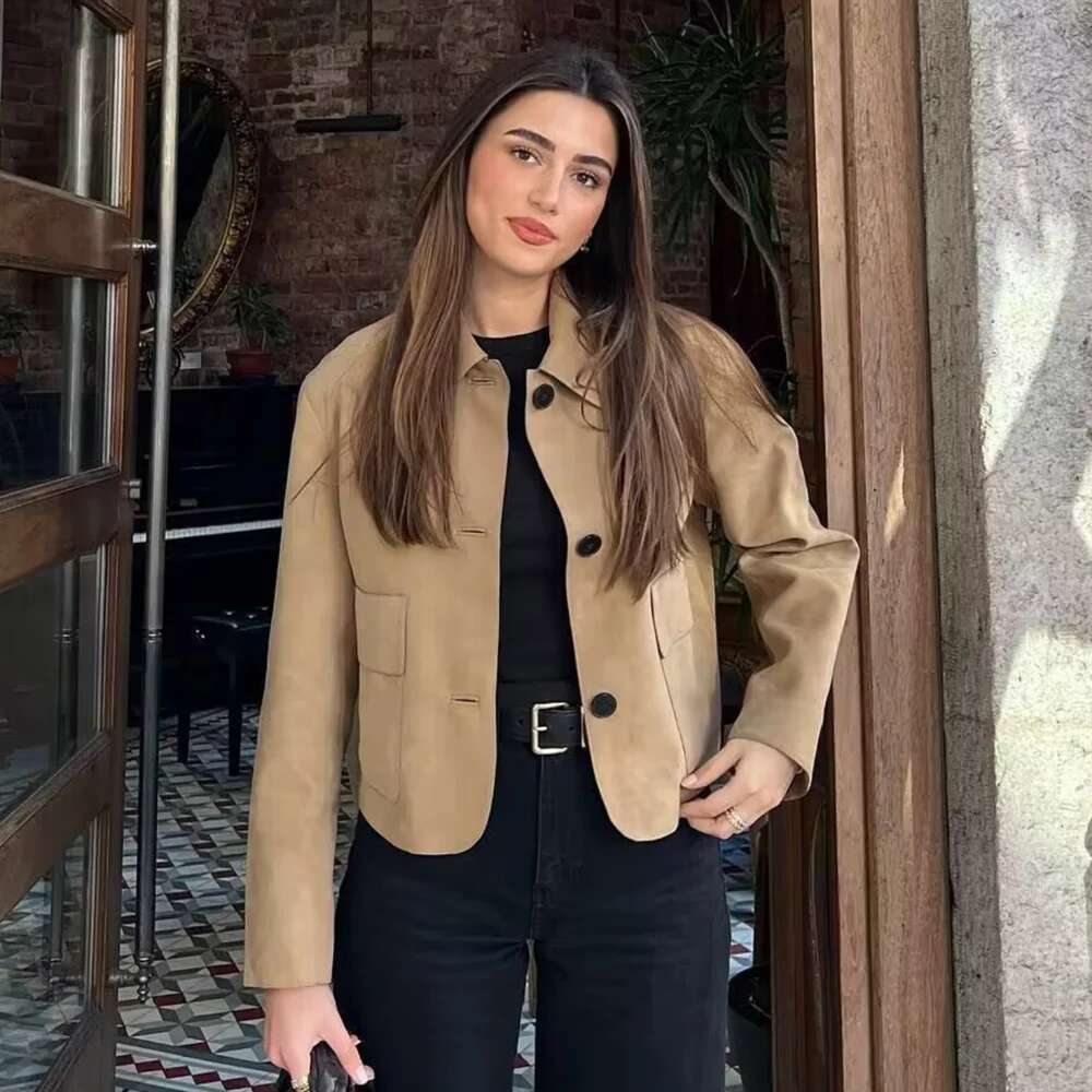 Designer Clothes Pb&Za Spring New Women's Fashion Temperament Casual Versatile Suede Short Jacket