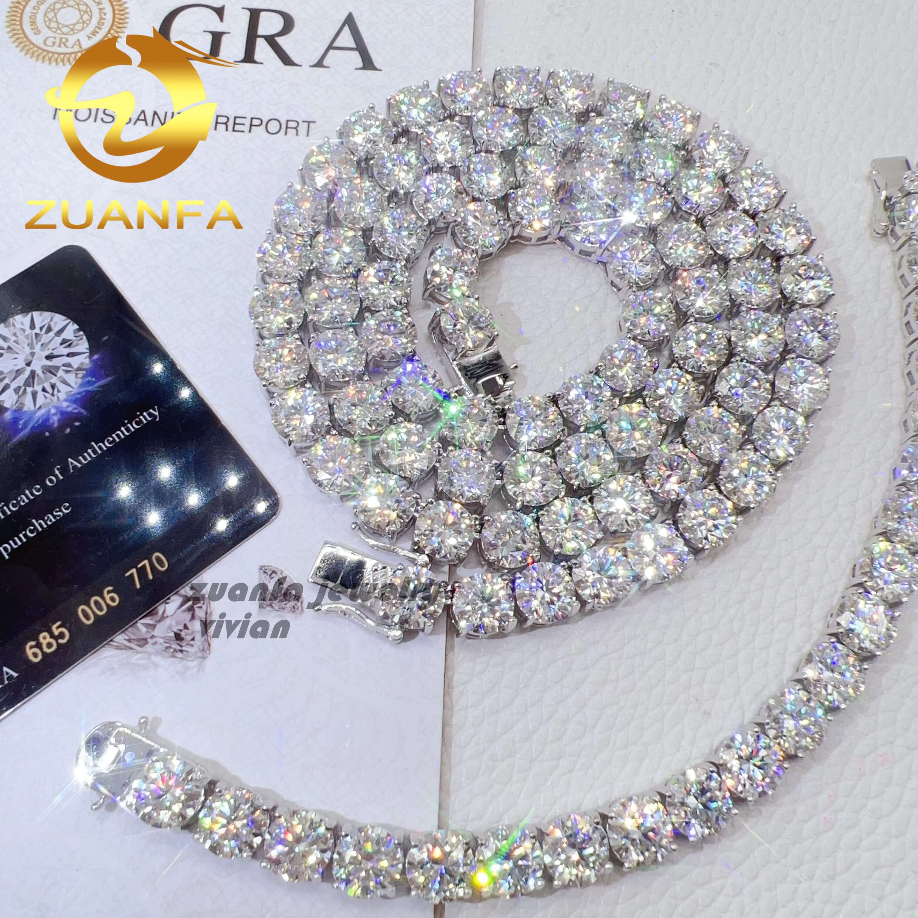 Fashion Jewelry 925 Sterling Silver Diamond Luxury Hip Hop 8mm Moissanite Tennis Chain