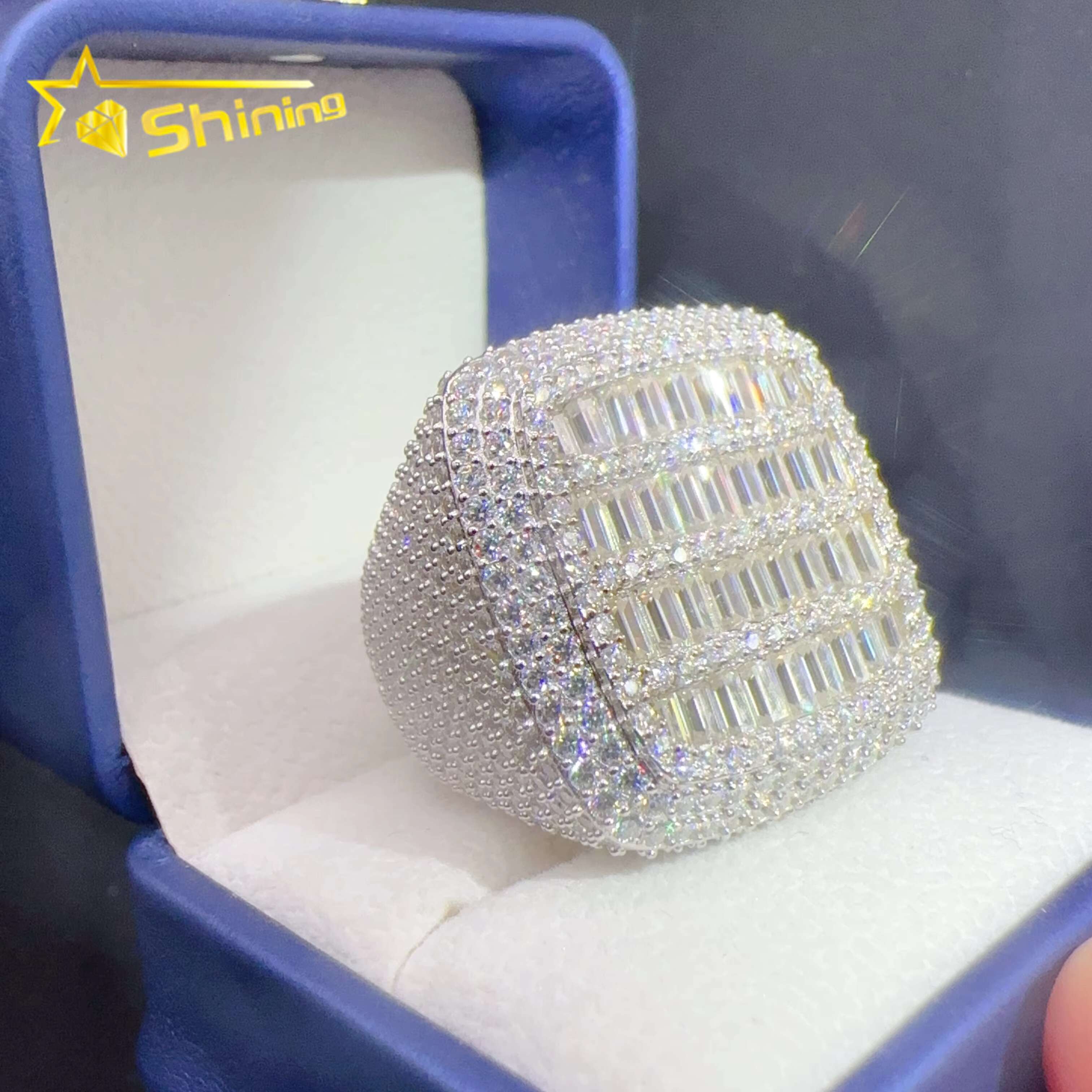 Ready to Ship Lan Diamond Jewelry Custom Ring Silver 925 Vvs Moissanite Iced Out Hip Hop Jewelry Mens Ring